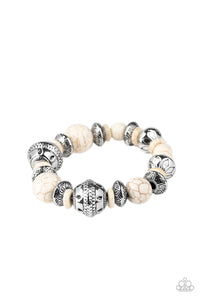 Majestic Masonry - White Stone Bracelet Paparazzi