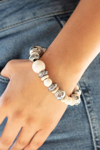 Majestic Masonry - White Stone Bracelet Paparazzi