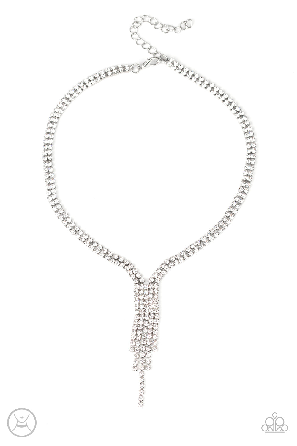 Paparazzi Double The Diva - White Rhinestone Necklace