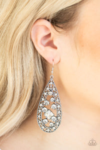 Drop-Dead Dazzle - White Rhinestone Earring Paparazzi