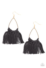 Load image into Gallery viewer, Tassel Treat - Black Tassel Earring Paparazzi
