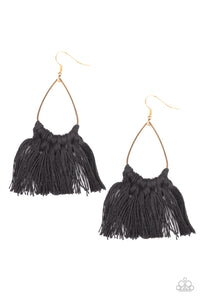 Tassel Treat - Black Tassel Earring Paparazzi