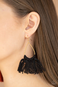 Tassel Treat - Black Tassel Earring Paparazzi