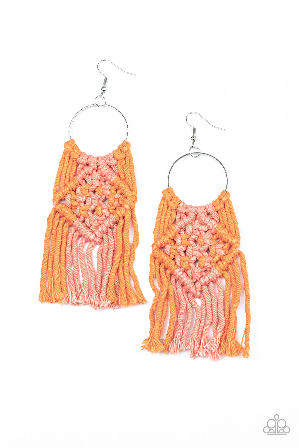 Macrame Rainbow - Orange Earring Paparazzi