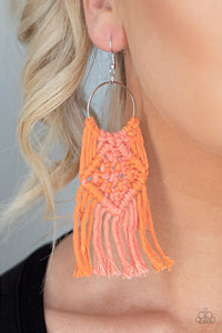 Macrame Rainbow - Orange Earring Paparazzi