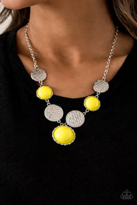 Bohemian Bombshell - Neon Yellow Necklace Paparazzi