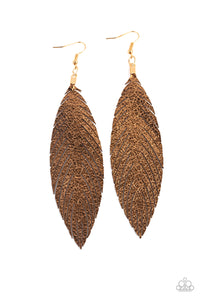 Paparazzi Feather Fantasy - Gold Earring