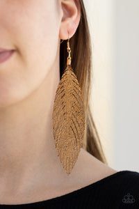 Paparazzi Feather Fantasy - Gold Earring