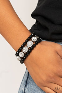 Paparazzi Flawlessly Flattering - Black & White Bracelet