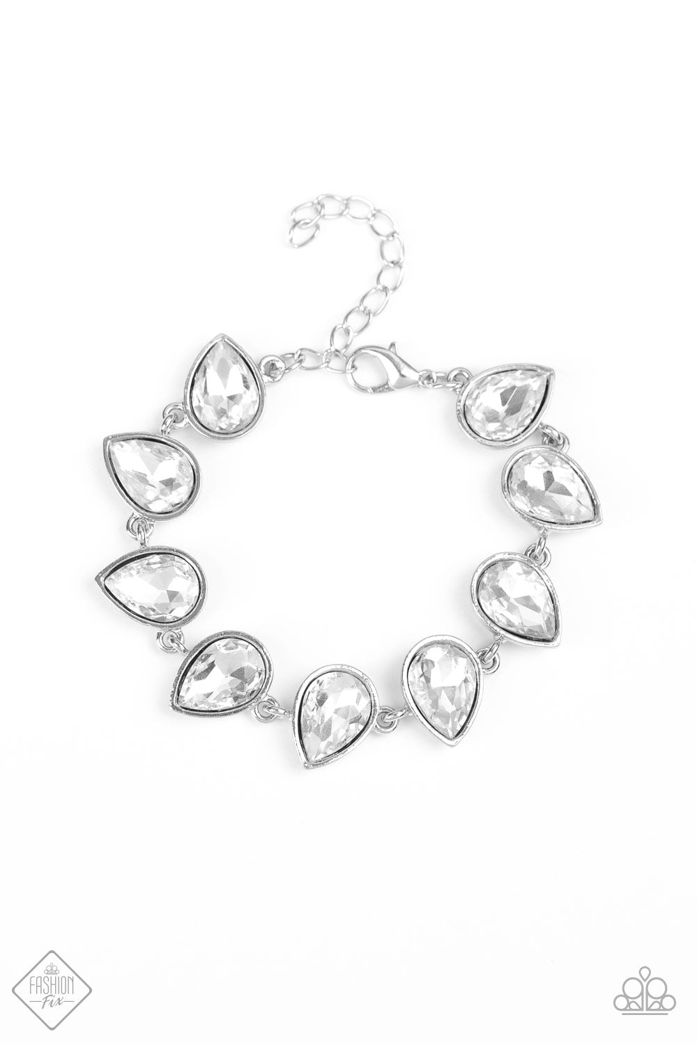 Paparazzi Free Rein - White Rhinestone Bracelet