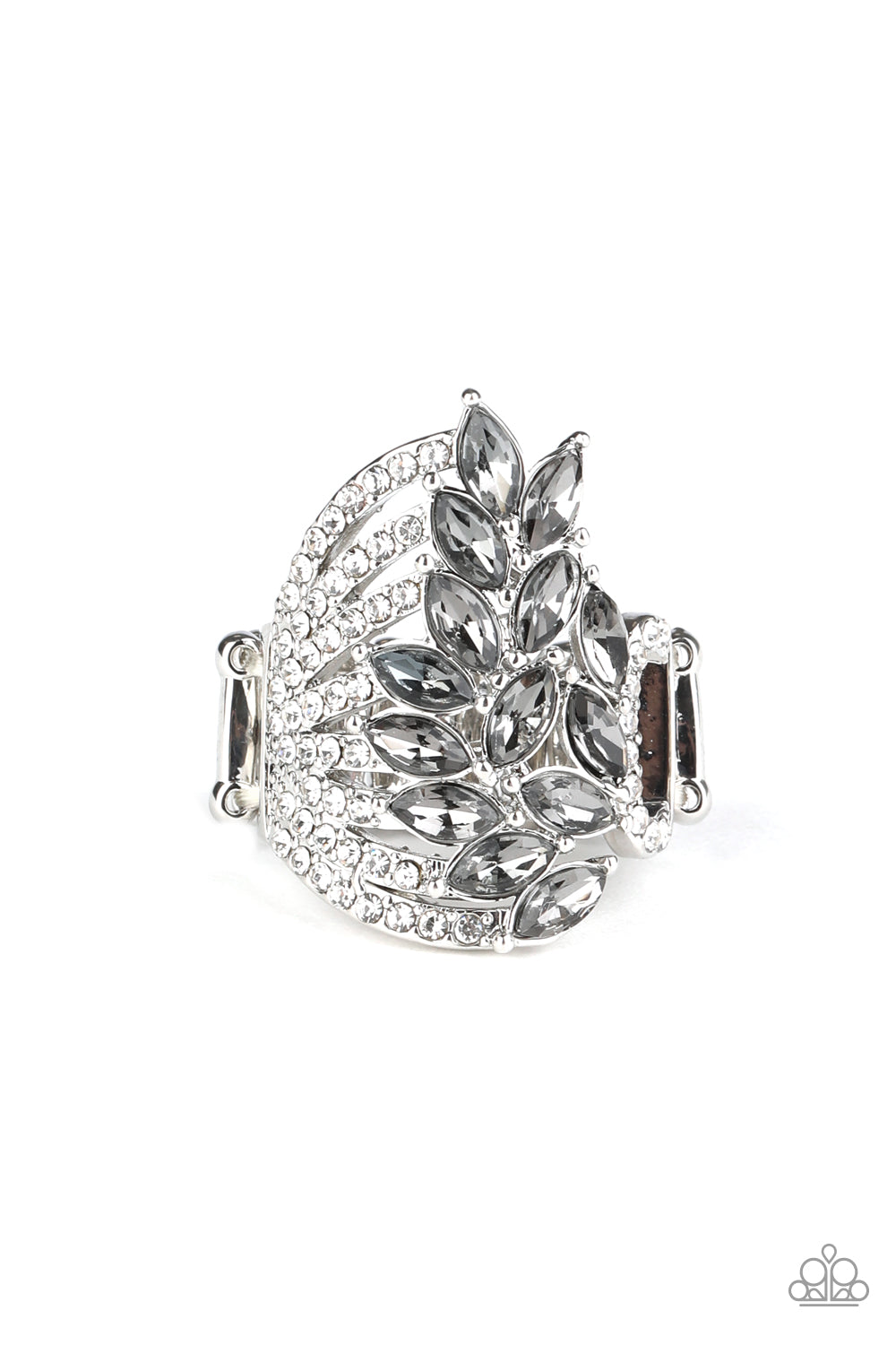 Clear-Cut Cascade - Silver Rhinestone Ring Paparazzi