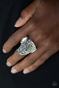 Clear-Cut Cascade - Silver Rhinestone Ring Paparazzi