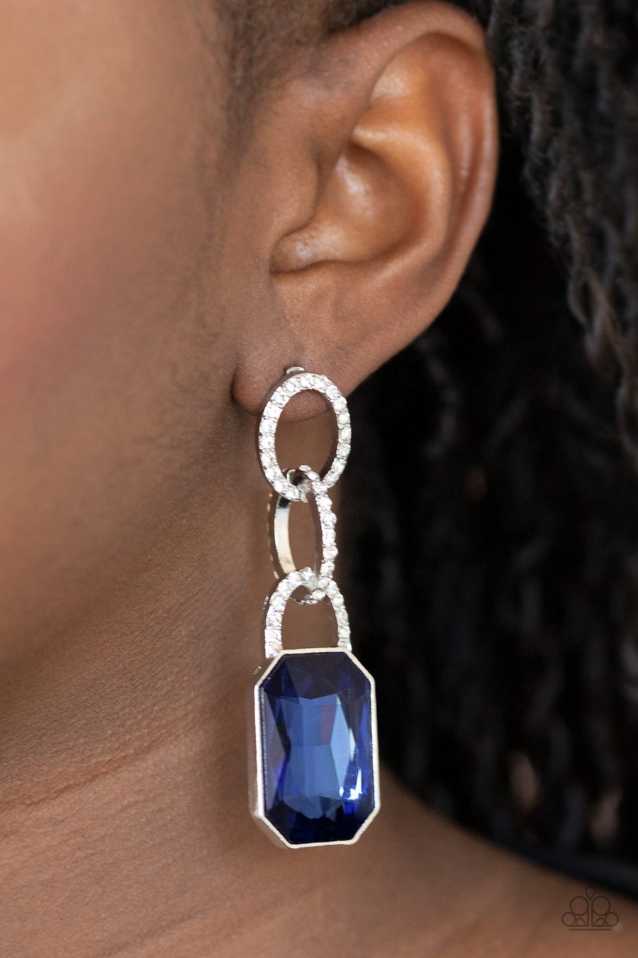 SUPERSTAR STATUS - BLUE SAPPHIRE GEM SILVER POST EARRINGS - PAPARAZZI