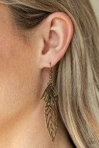 INSTANT RE-LEAF - BRASS  AIRY LEAF EARRINGS - PAPARAZZI