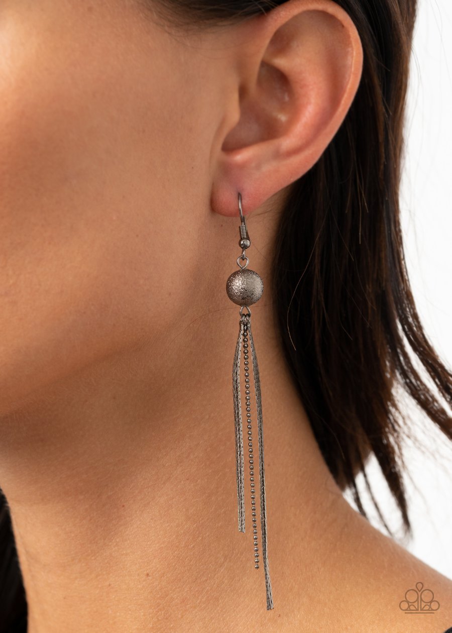 SLEEK-ING REVENGE - BLACK GUN METAL EARRINGS Paparazzi