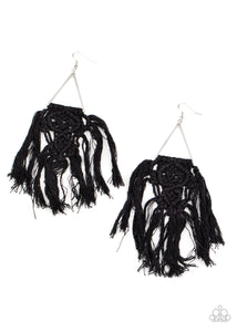 Modern Day Macrame - Black Tassel Earring Paparazzi