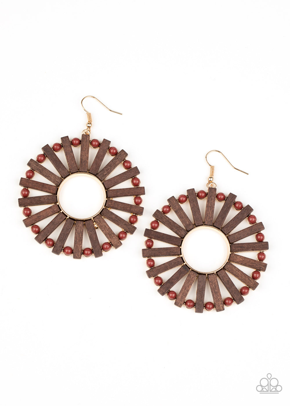 Solar Flare - Brown Wood Earring Paparazzi