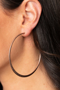 Flat Spin - Copper Hoop Earring Paparazzi