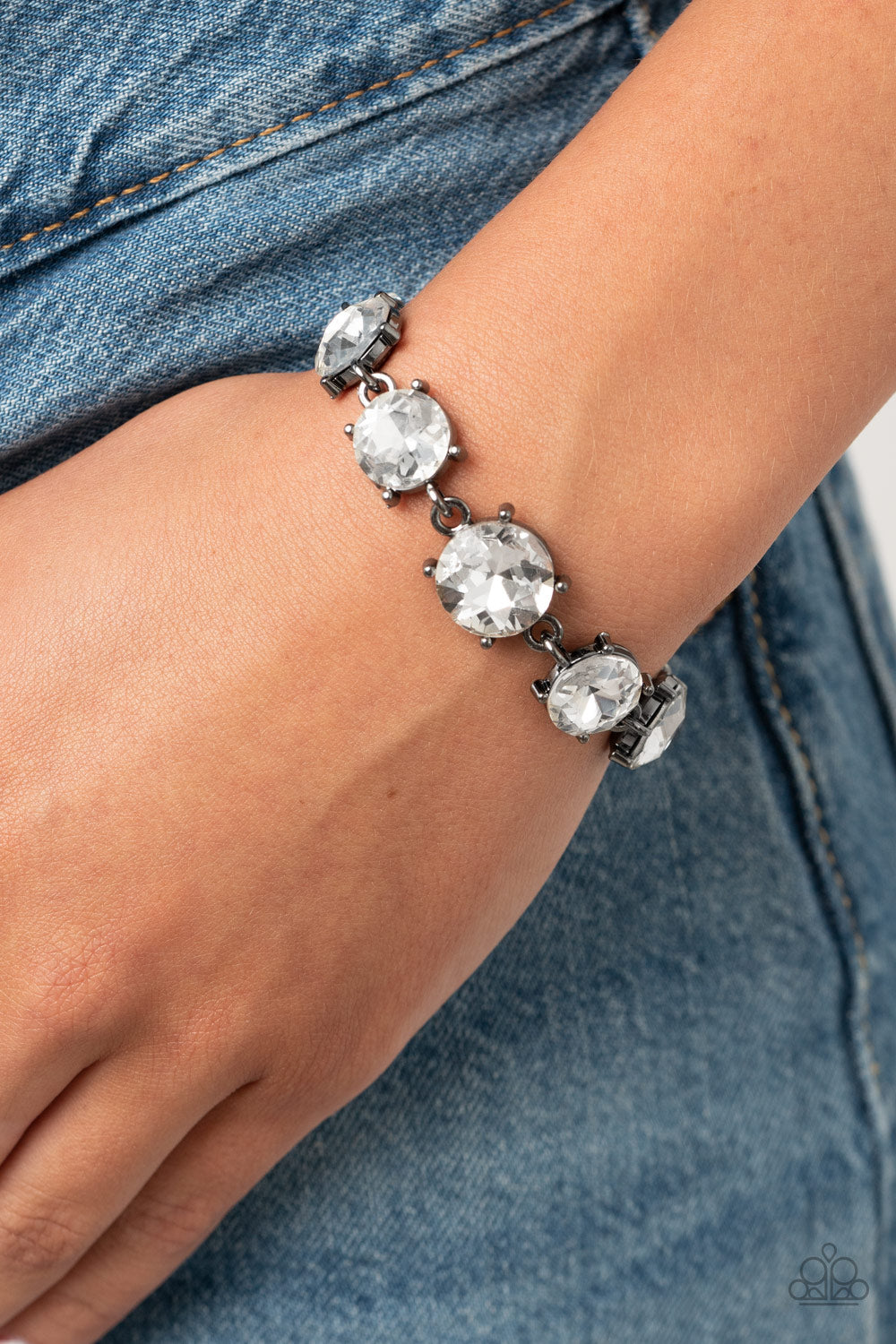 Paparazzi Cant Believe My ICE - Black Rhinestone Bracelet