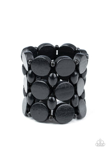 Paparazzi Cruising Coronado - Black Wood Bracelet