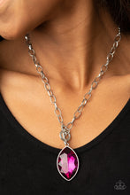 Load image into Gallery viewer, UNLIMITED SPARKLE - PINK PEACOCK MARQUISE GEM SILVER TOGGLE NECKLACE - PAPARAZZI
