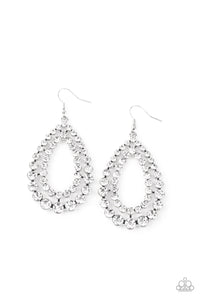 Glacial Glaze - White Rhinestone Earring Paparazzi