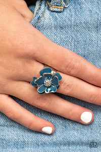 Hibiscus Holiday - Blue Flower Ring Paparazzi