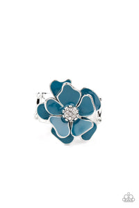 Hibiscus Holiday - Blue Flower Ring Paparazzi