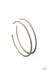 Flat Spin - Brass Hoop Earring Paparazzi