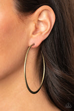 Load image into Gallery viewer, Flat Spin - Brass Hoop Earring Paparazzi
