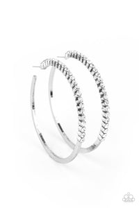 Making Rounds - White Rhinestone Hoop Paparazzi