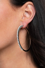 Load image into Gallery viewer, Making Rounds - White Rhinestone Hoop Paparazzi
