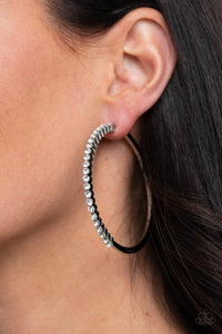 Making Rounds - White Rhinestone Hoop Paparazzi