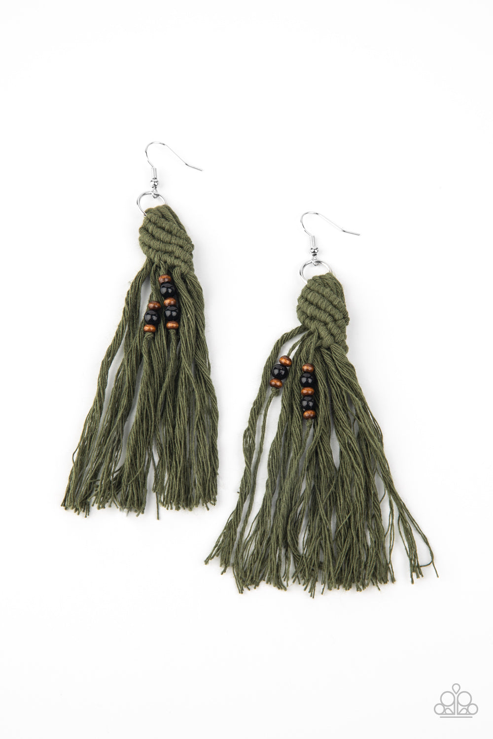 Beach Bash - Green Tassel Earring Paparazzi