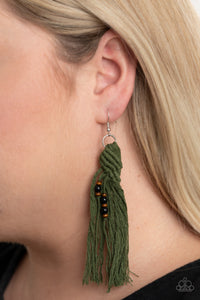 Beach Bash - Green Tassel Earring Paparazzi