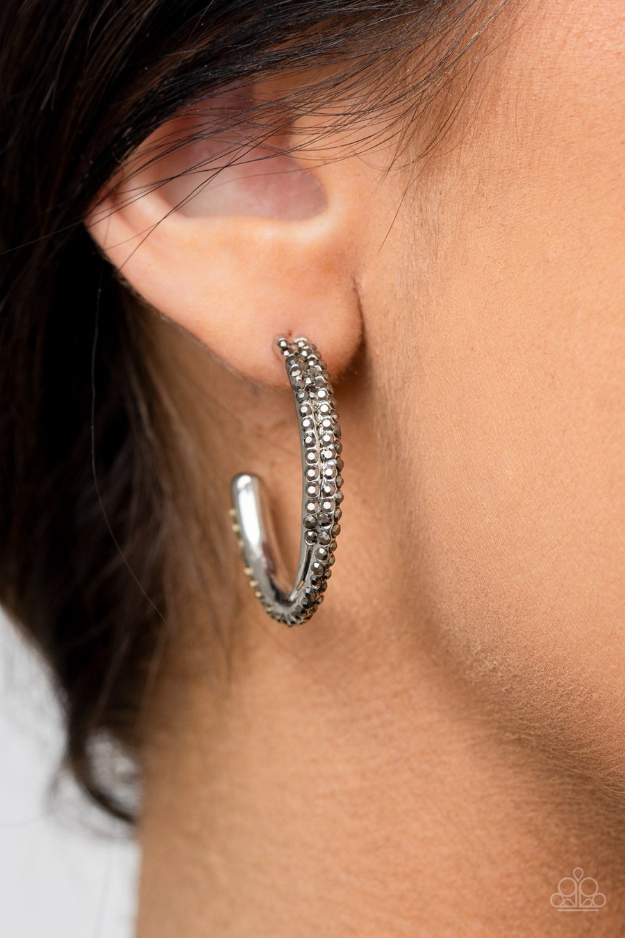 TRAIL OF TWINKLE - HEMATITE  HOOP EARRINGS - PAPARAZZI