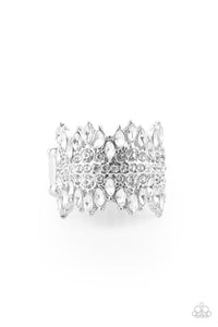 Cosmic Confetti - White Rhinestone Ring Paparazzi