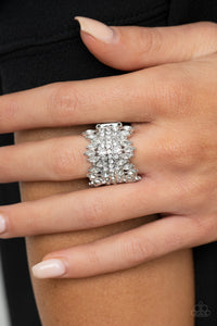 Cosmic Confetti - White Rhinestone Ring Paparazzi