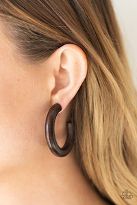 Woodsy Wonder - Brown Wood Earring Paparazzi