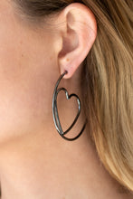 Load image into Gallery viewer, Love At First BRIGHT - Black Hoop Earring Paparazzi
