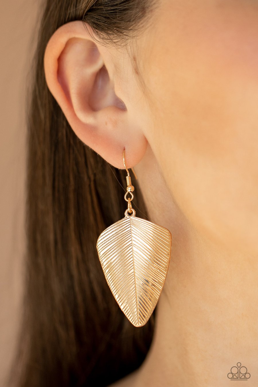 ONE OF THE FLOCK - GOLD FEATHER EARRINGS - PAPARAZZI