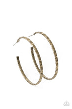 Load image into Gallery viewer, Grungy Grit - Brass Hoop Earring Paparazzi
