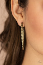 Load image into Gallery viewer, Grungy Grit - Brass Hoop Earring Paparazzi
