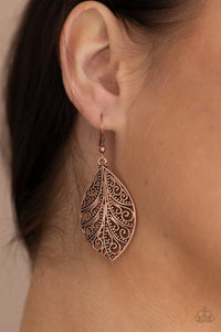ONE VINE DAY - COPPER  LEAF EARRINGS - PAPARAZZI
