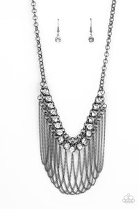 Paparazzi Flaunt Your Fringe - Black Rhinestone Necklace