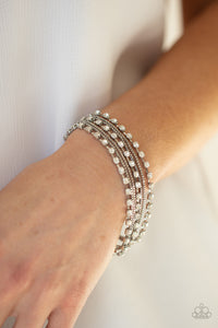 Paparazzi Thats a Smash! - White Rhinestone Bracelet