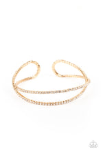 Load image into Gallery viewer, Paparazzi Plus One Status - Gold Rhinestone Bracelet

