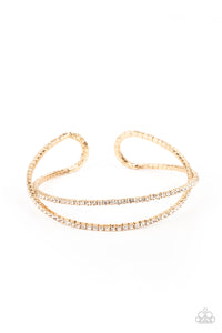 Paparazzi Plus One Status - Gold Rhinestone Bracelet