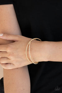 Paparazzi Plus One Status - Gold Rhinestone Bracelet
