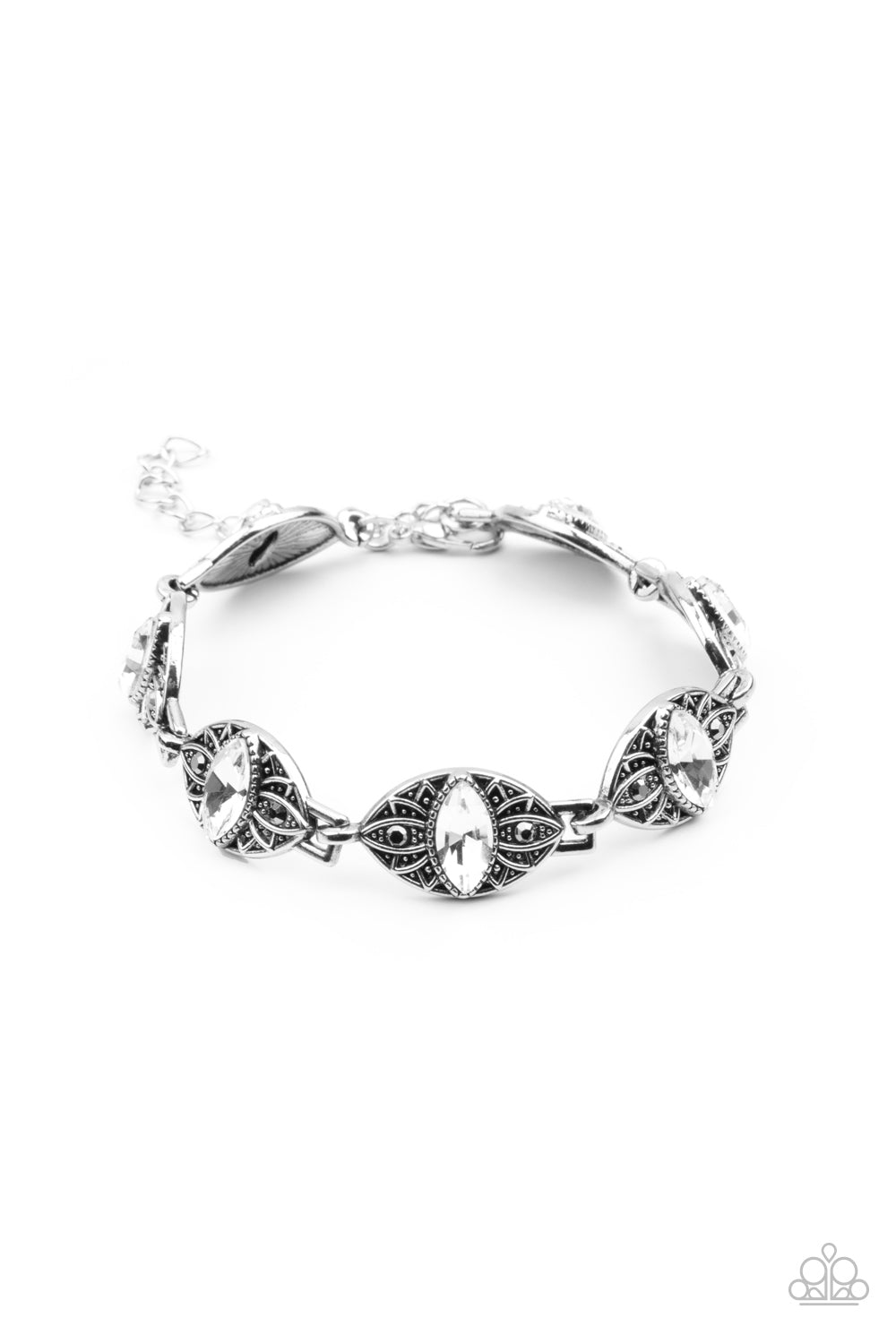 Paparazzi Crown Privilege - White Rhinestone Bracelet